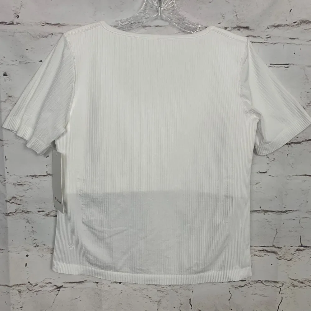 LULULEMON Ebb to Street Short Sleeve Shirt Women's 14 White Workout Tee T-shirt - Picture 4 of 7